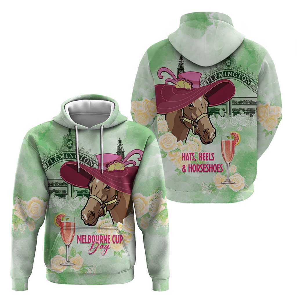 Australia Cup Melbourne Horse Racing Zip Hoodie Hats Heels & Horseshoes Yellow Roses - Wonder Print Shop