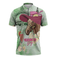 Australia Cup Melbourne Horse Racing Zipper Polo Shirt Hats Heels & Horseshoes Yellow Roses - Wonder Print Shop