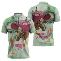 Australia Cup Melbourne Horse Racing Zipper Polo Shirt Hats Heels & Horseshoes Yellow Roses - Wonder Print Shop