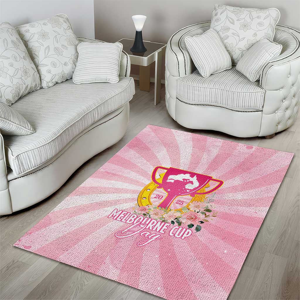 Australia Cup Melbourne Horse Racing Area Rug 2025 Champion Trophy With Horseshoe - Wonder Print Shop