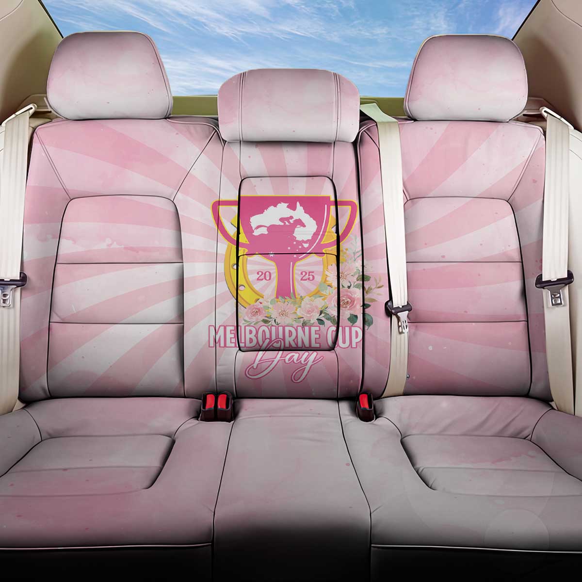Australia Cup Melbourne Horse Racing Back Car Seat Cover 2025 Champion Trophy With Horseshoe - Wonder Print Shop