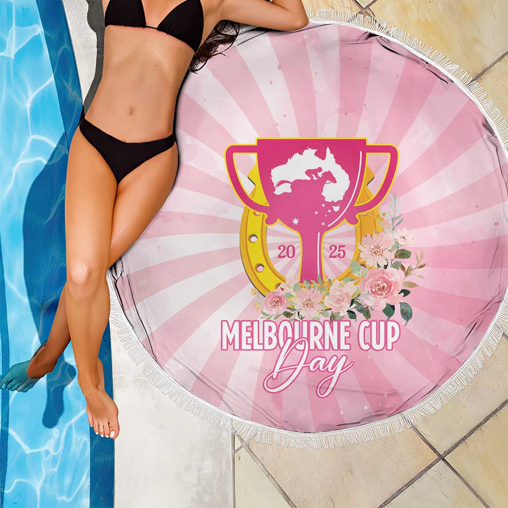 Australia Cup Melbourne Horse Racing Beach Blanket 2025 Champion Trophy With Horseshoe - Wonder Print Shop