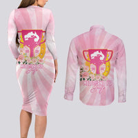 Australia Cup Melbourne Horse Racing Couples Matching Long Sleeve Bodycon Dress and Long Sleeve Button Shirt 2025 Champion Trophy With Horseshoe - Wonder Print Shop