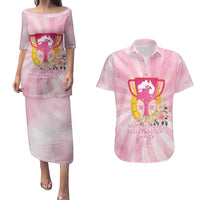 Australia Cup Melbourne Horse Racing Couples Matching Puletasi and Hawaiian Shirt 2025 Champion Trophy With Horseshoe - Wonder Print Shop