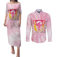 Australia Cup Melbourne Horse Racing Couples Matching Puletasi and Long Sleeve Button Shirt 2025 Champion Trophy With Horseshoe - Wonder Print Shop