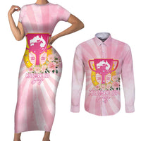Australia Cup Melbourne Horse Racing Couples Matching Short Sleeve Bodycon Dress and Long Sleeve Button Shirt 2025 Champion Trophy With Horseshoe - Wonder Print Shop