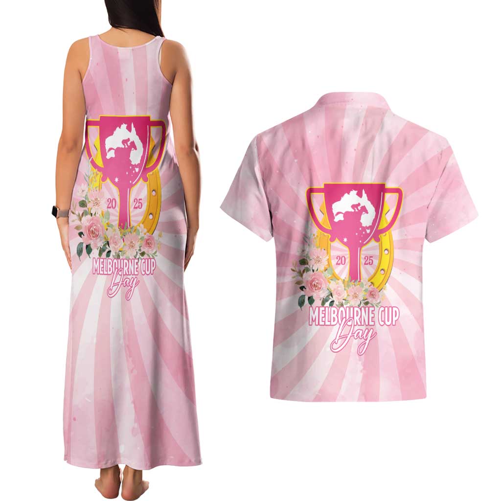 Australia Cup Melbourne Horse Racing Couples Matching Tank Maxi Dress and Hawaiian Shirt 2025 Champion Trophy With Horseshoe - Wonder Print Shop