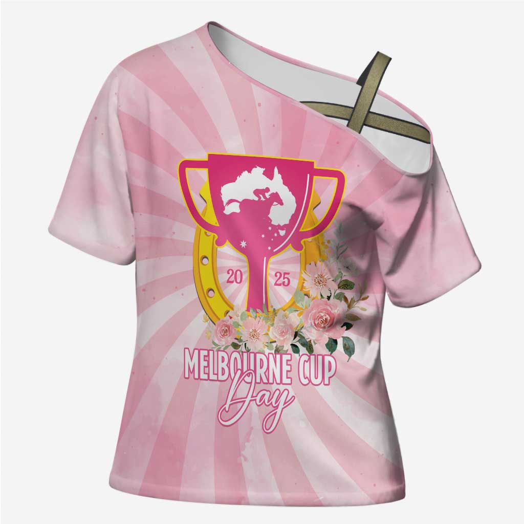 Australia Cup Melbourne Horse Racing Cross Shoulder Shirt 2025 Champion Trophy With Horseshoe - Wonder Print Shop