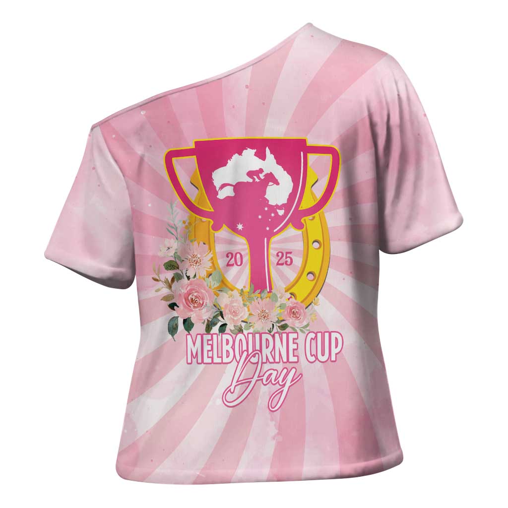 Australia Cup Melbourne Horse Racing Cross Shoulder Shirt 2025 Champion Trophy With Horseshoe - Wonder Print Shop