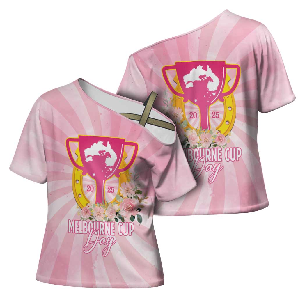 Australia Cup Melbourne Horse Racing Cross Shoulder Shirt 2025 Champion Trophy With Horseshoe - Wonder Print Shop