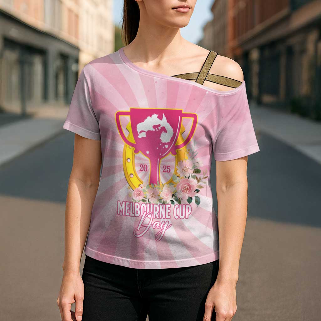 Australia Cup Melbourne Horse Racing Cross Shoulder Shirt 2025 Champion Trophy With Horseshoe - Wonder Print Shop