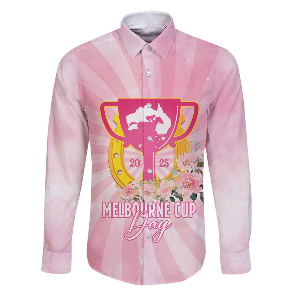 Australia Cup Melbourne Horse Racing Family Matching Long Sleeve Bodycon Dress and Hawaiian Shirt 2025 Champion Trophy With Horseshoe - Wonder Print Shop