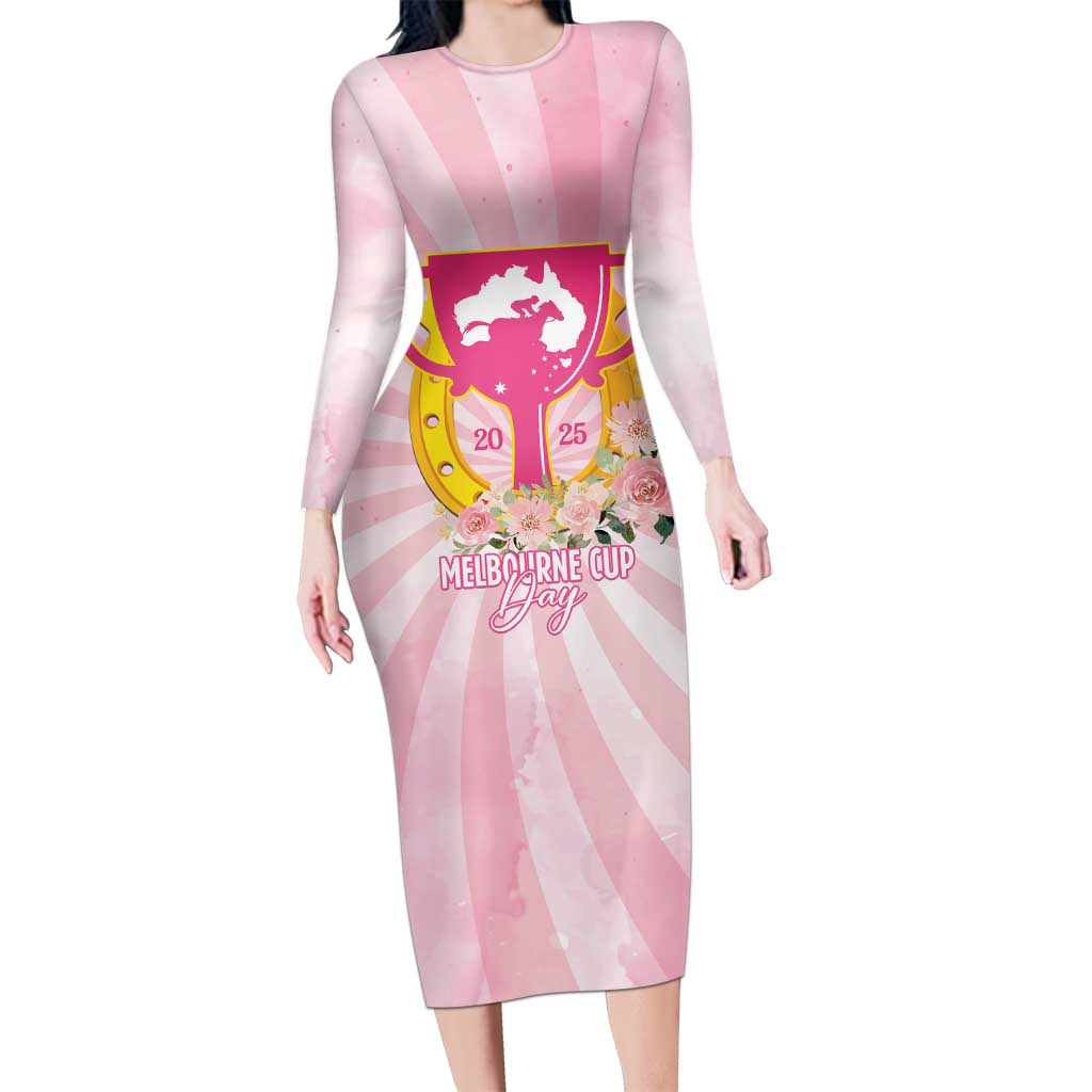 Australia Cup Melbourne Horse Racing Family Matching Long Sleeve Bodycon Dress and Hawaiian Shirt 2025 Champion Trophy With Horseshoe - Wonder Print Shop