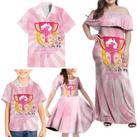 Australia Cup Melbourne Horse Racing Family Matching Off Shoulder Maxi Dress and Hawaiian Shirt 2025 Champion Trophy With Horseshoe - Wonder Print Shop