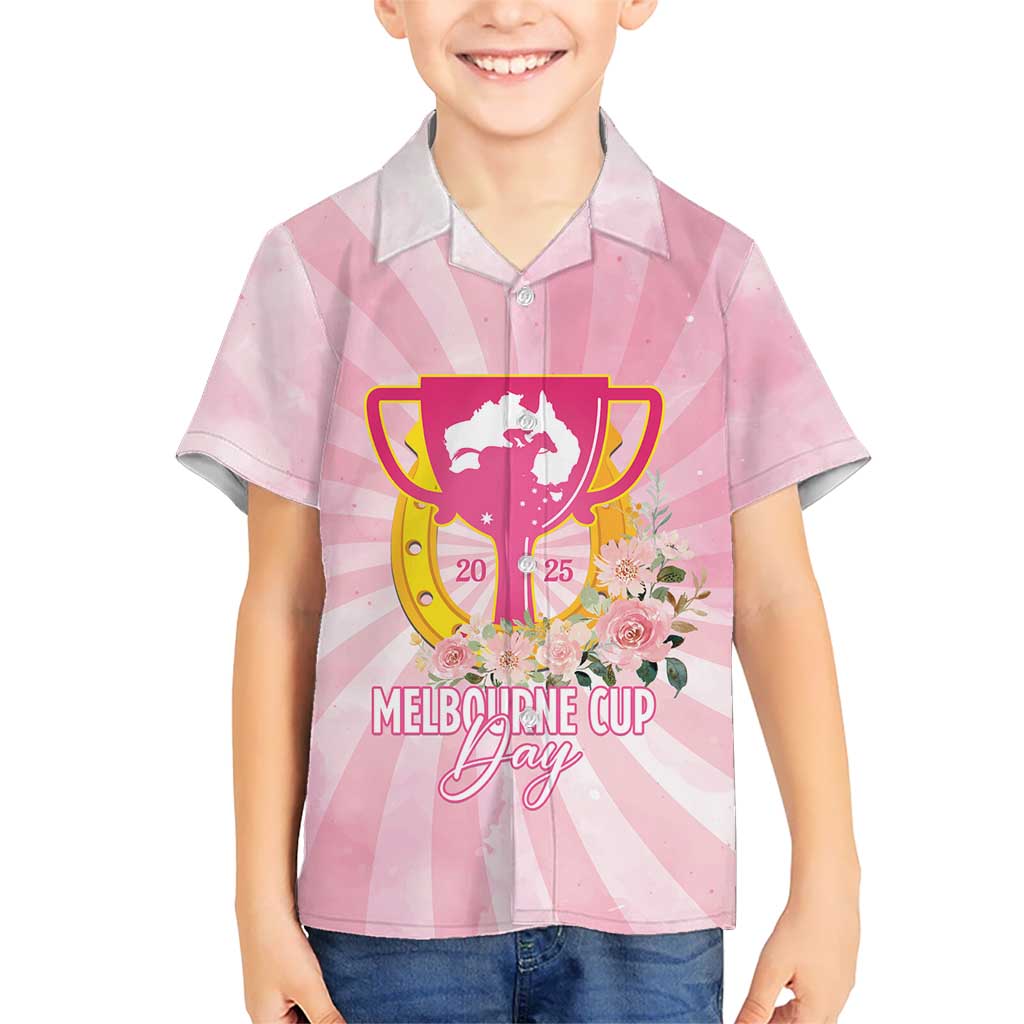 Australia Cup Melbourne Horse Racing Kid Hawaiian Shirt 2025 Champion Trophy With Horseshoe - Wonder Print Shop
