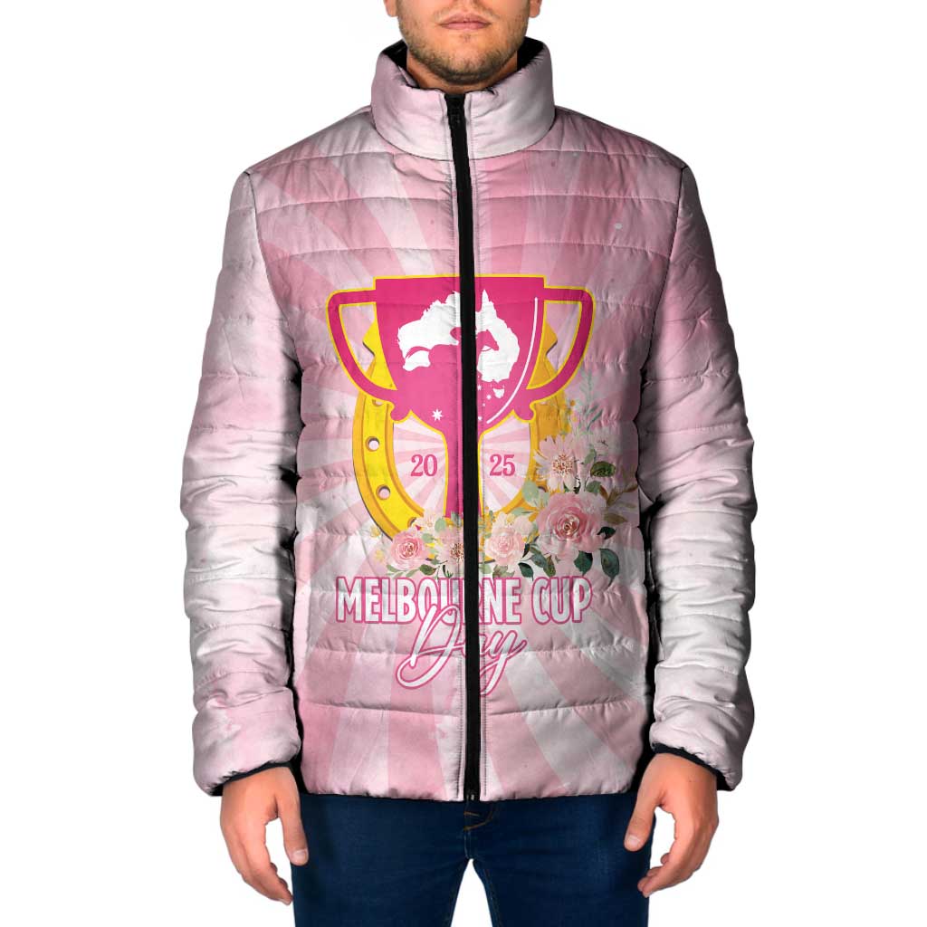 Australia Cup Melbourne Horse Racing Padded Jacket 2025 Champion Trophy With Horseshoe - Wonder Print Shop