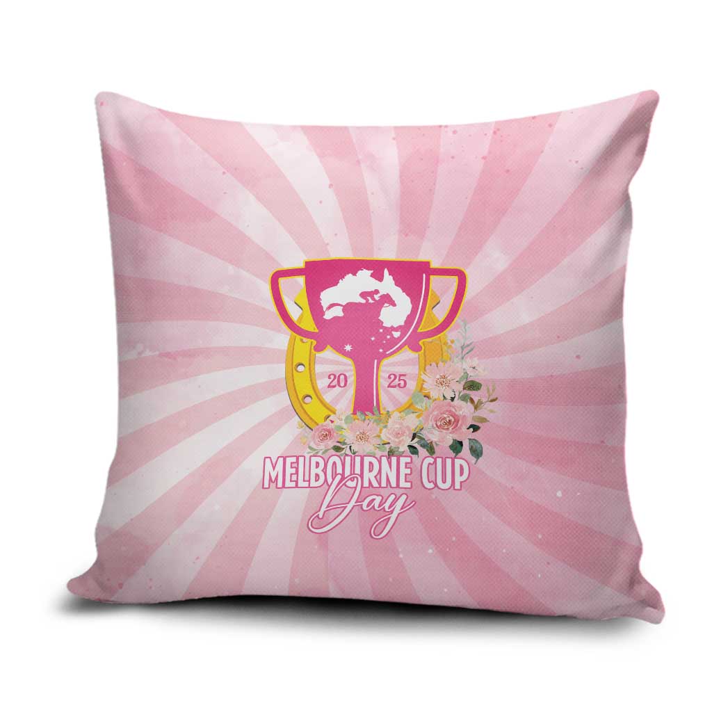 Australia Cup Melbourne Horse Racing Pillow Cover 2025 Champion Trophy With Horseshoe - Wonder Print Shop