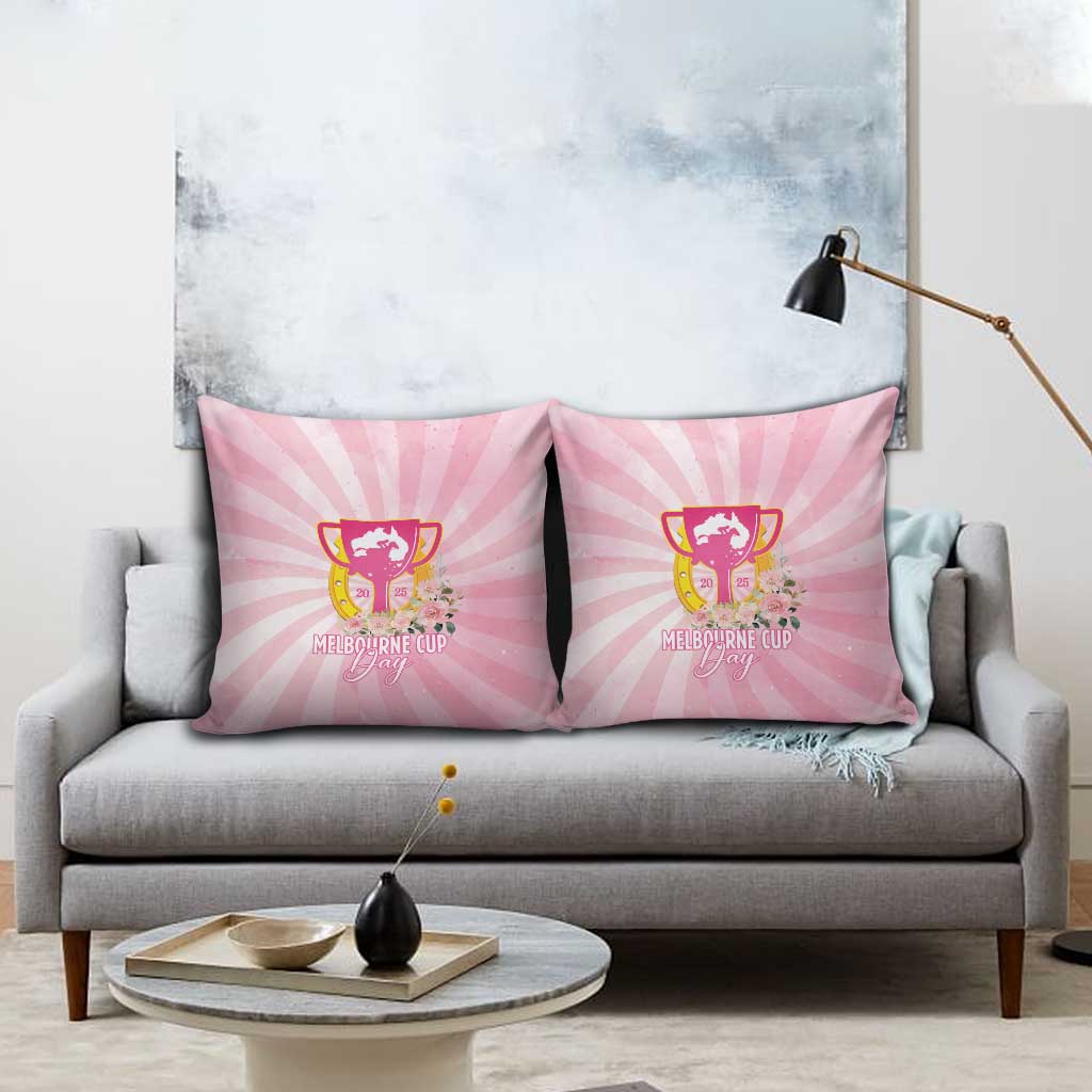 Australia Cup Melbourne Horse Racing Pillow Cover 2025 Champion Trophy With Horseshoe - Wonder Print Shop