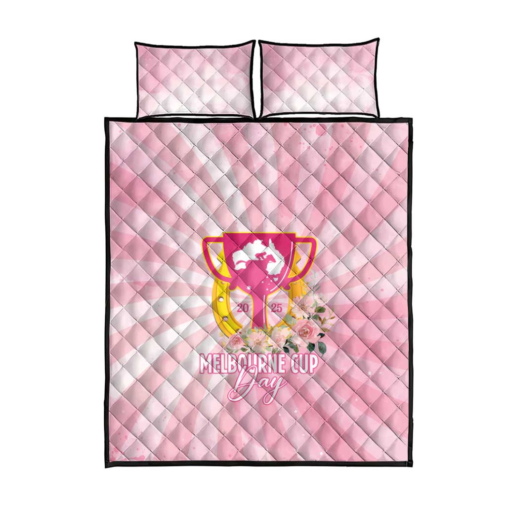 Australia Cup Melbourne Horse Racing Quilt Bed Set 2025 Champion Trophy With Horseshoe - Wonder Print Shop