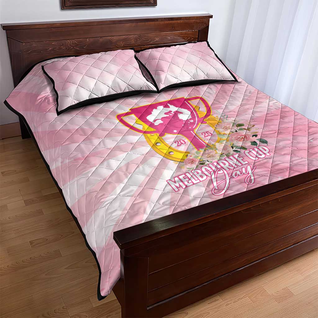 Australia Cup Melbourne Horse Racing Quilt Bed Set 2025 Champion Trophy With Horseshoe - Wonder Print Shop