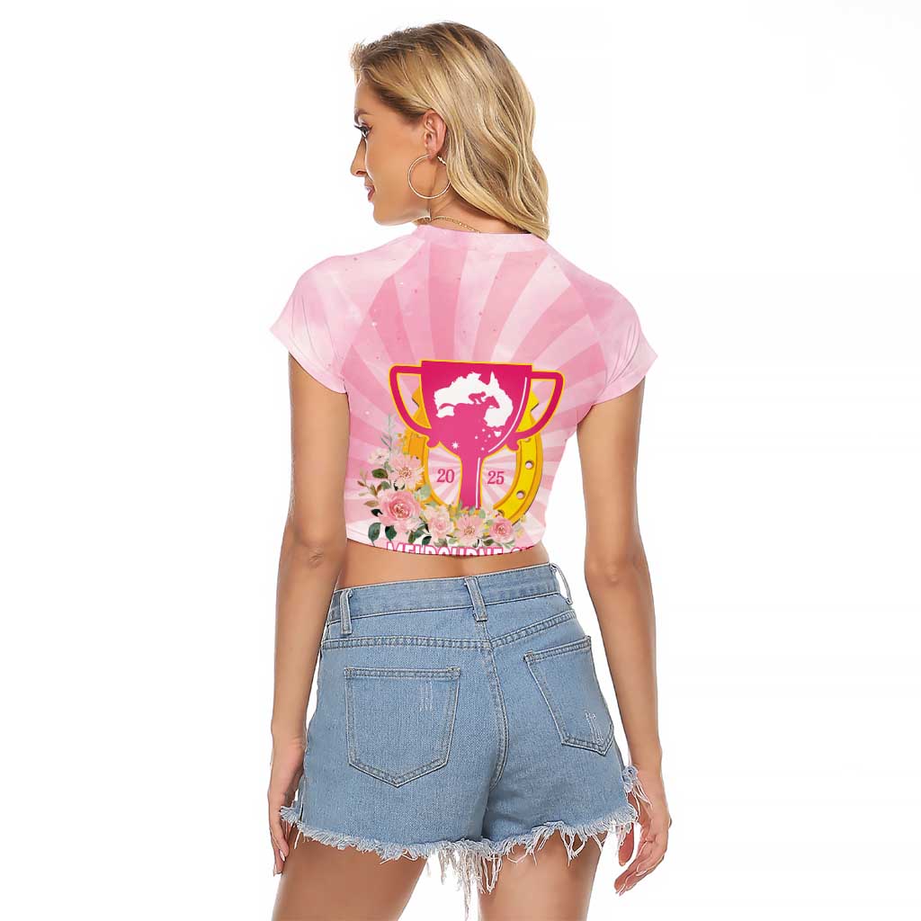 Australia Cup Melbourne Horse Racing Raglan Cropped T Shirt 2025 Champion Trophy With Horseshoe - Wonder Print Shop