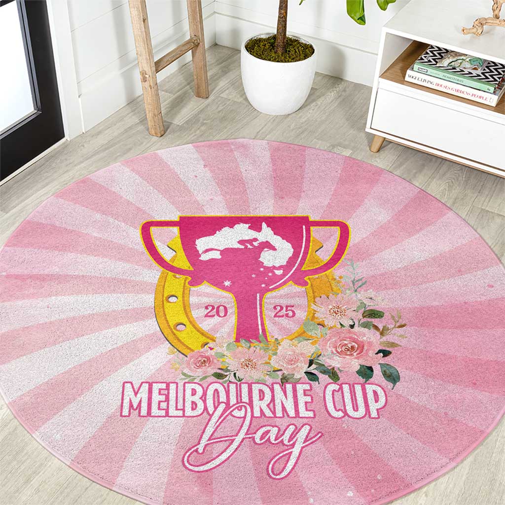 Australia Cup Melbourne Horse Racing Round Carpet 2025 Champion Trophy With Horseshoe - Wonder Print Shop