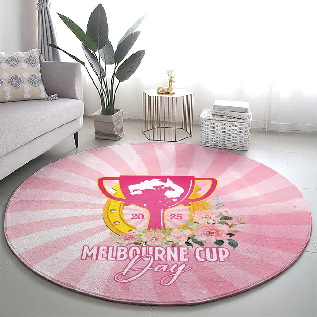 Australia Cup Melbourne Horse Racing Round Carpet 2025 Champion Trophy With Horseshoe - Wonder Print Shop
