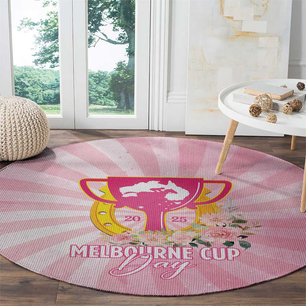 Australia Cup Melbourne Horse Racing Round Carpet 2025 Champion Trophy With Horseshoe - Wonder Print Shop