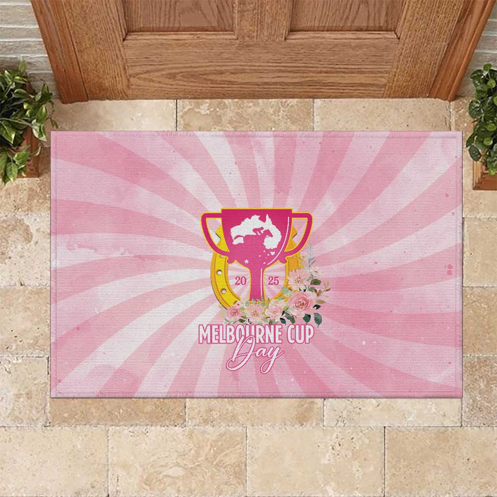 Australia Cup Melbourne Horse Racing Rubber Doormat 2025 Champion Trophy With Horseshoe - Wonder Print Shop