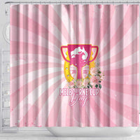 Australia Cup Melbourne Horse Racing Shower Curtain 2025 Champion Trophy With Horseshoe - Wonder Print Shop