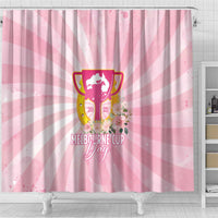 Australia Cup Melbourne Horse Racing Shower Curtain 2025 Champion Trophy With Horseshoe - Wonder Print Shop