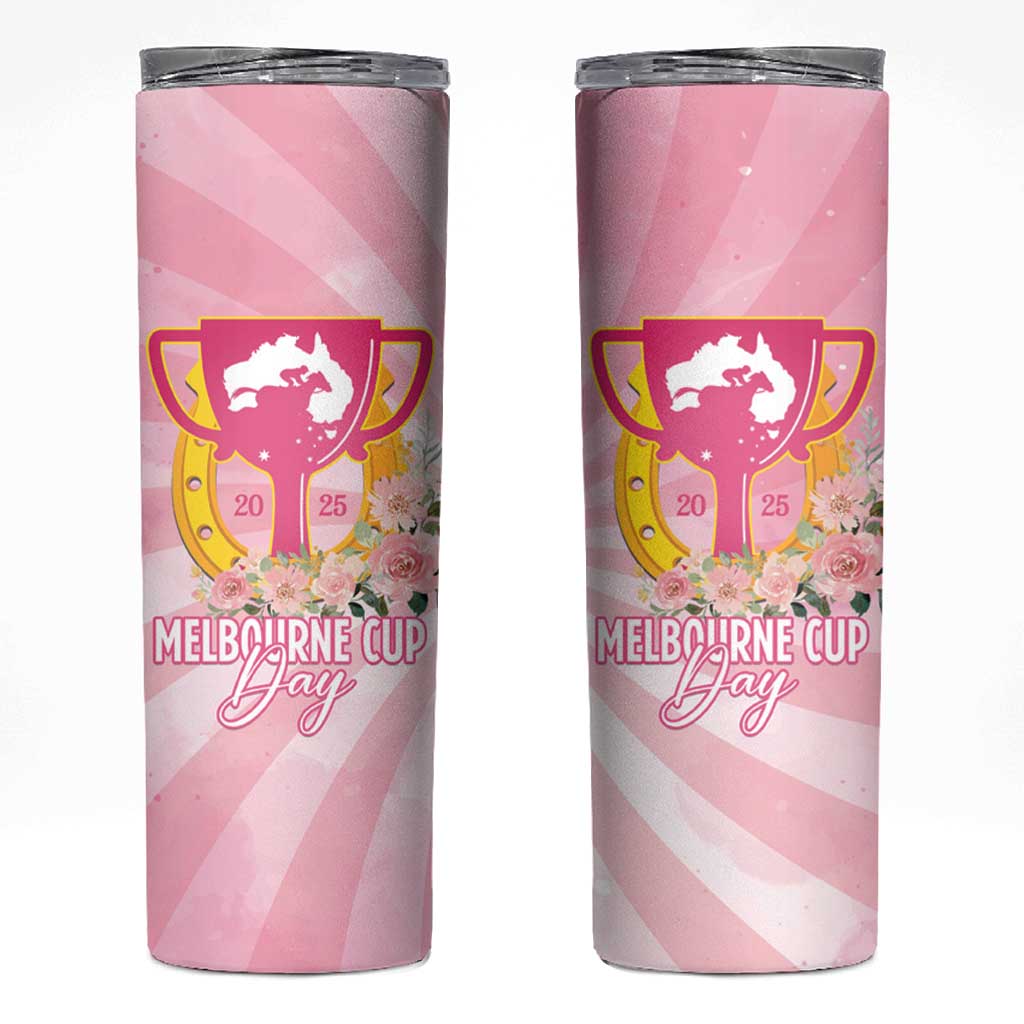 Australia Cup Melbourne Horse Racing Skinny Tumbler 2025 Champion Trophy With Horseshoe - Wonder Print Shop