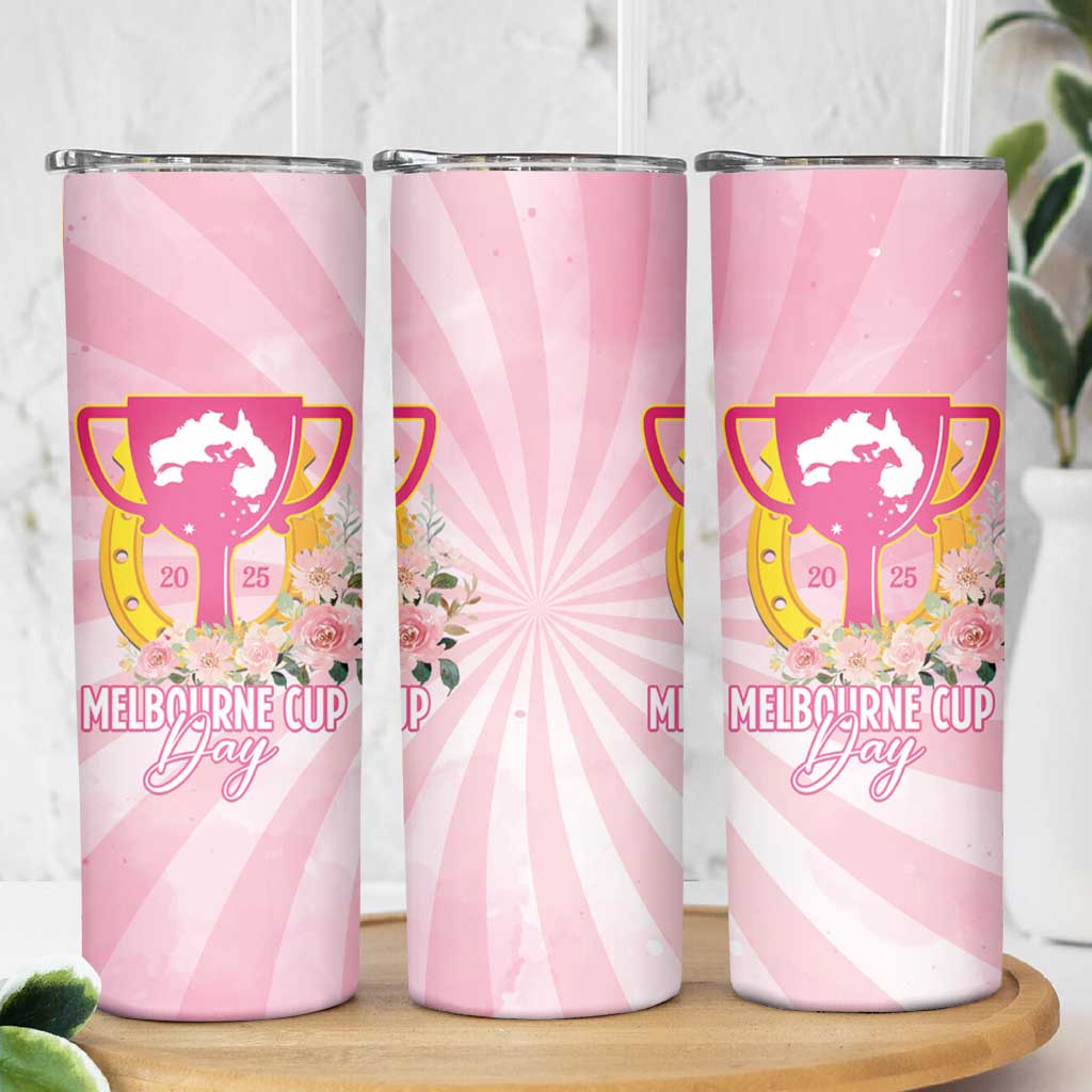 Australia Cup Melbourne Horse Racing Skinny Tumbler 2025 Champion Trophy With Horseshoe - Wonder Print Shop