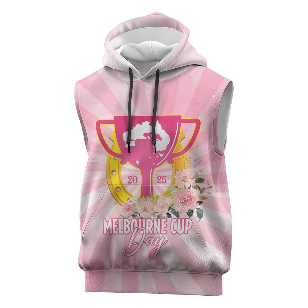 Australia Cup Melbourne Horse Racing Sleeveless Hoodie 2025 Champion Trophy With Horseshoe - Wonder Print Shop