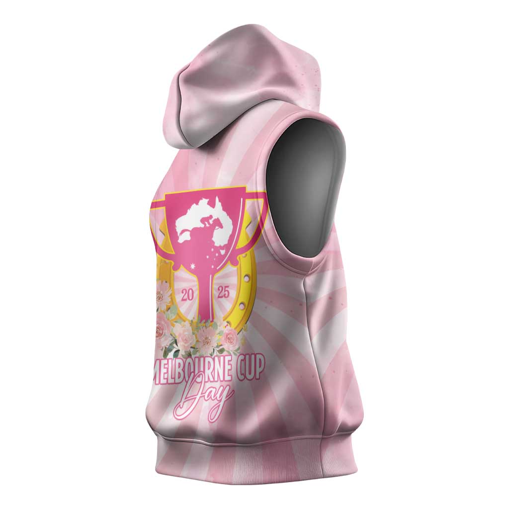 Australia Cup Melbourne Horse Racing Sleeveless Hoodie 2025 Champion Trophy With Horseshoe - Wonder Print Shop