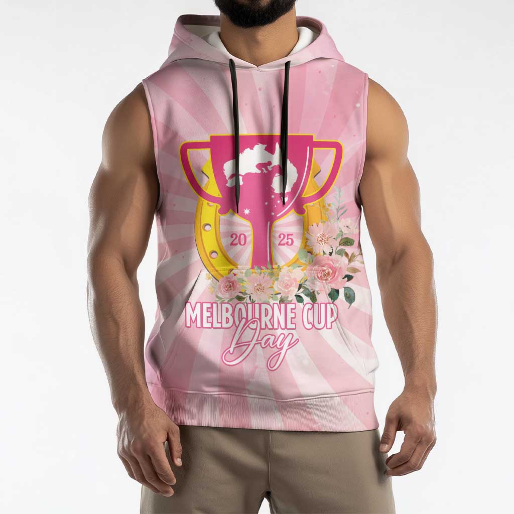 Australia Cup Melbourne Horse Racing Sleeveless Hoodie 2025 Champion Trophy With Horseshoe - Wonder Print Shop