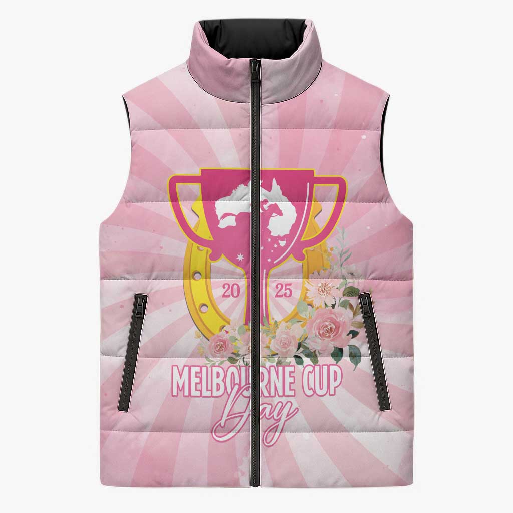Australia Cup Melbourne Horse Racing Sleeveless Puffer Jacket 2025 Champion Trophy With Horseshoe - Wonder Print Shop