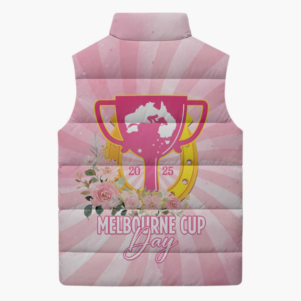Australia Cup Melbourne Horse Racing Sleeveless Puffer Jacket 2025 Champion Trophy With Horseshoe - Wonder Print Shop