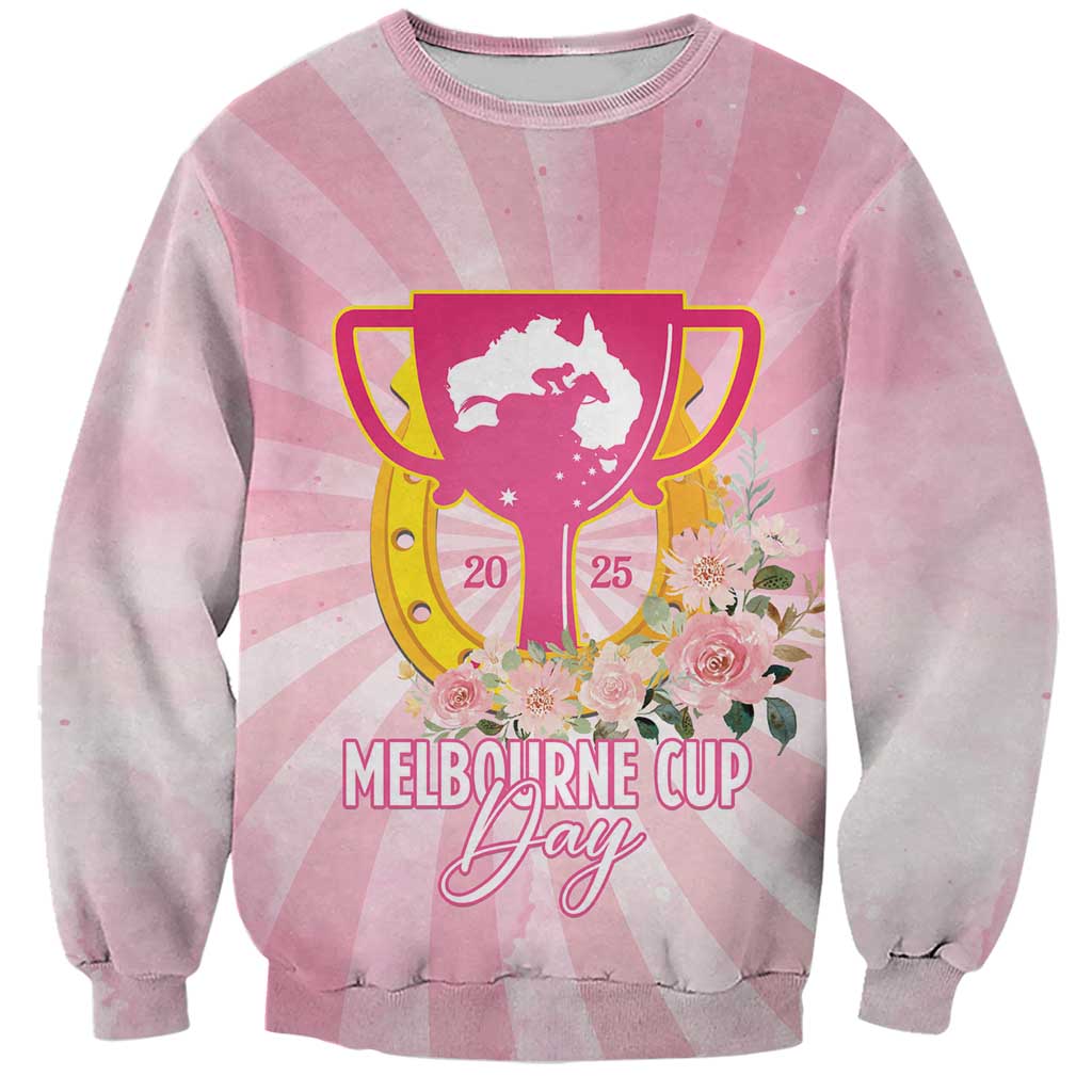 Australia Cup Melbourne Horse Racing Sweatshirt 2025 Champion Trophy With Horseshoe - Wonder Print Shop