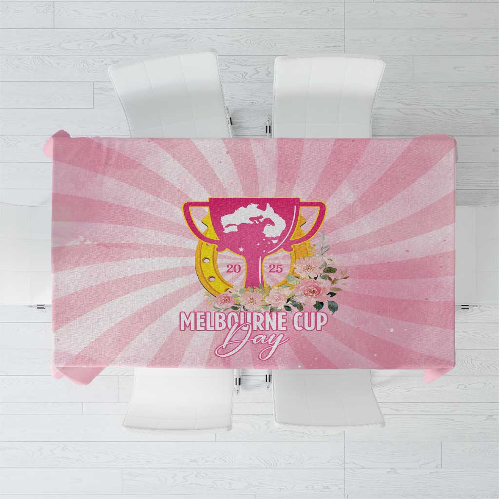 Australia Cup Melbourne Horse Racing Tablecloth 2025 Champion Trophy With Horseshoe - Wonder Print Shop