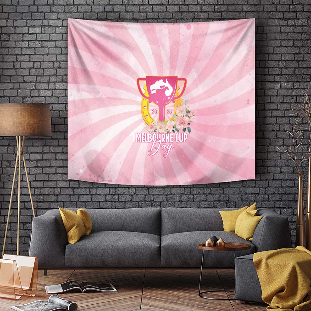 Australia Cup Melbourne Horse Racing Tapestry 2025 Champion Trophy With Horseshoe - Wonder Print Shop