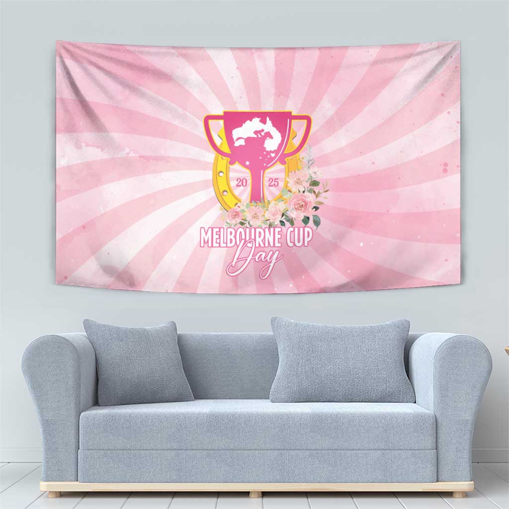 Australia Cup Melbourne Horse Racing Tapestry 2025 Champion Trophy With Horseshoe - Wonder Print Shop