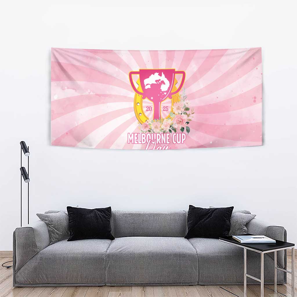 Australia Cup Melbourne Horse Racing Tapestry 2025 Champion Trophy With Horseshoe - Wonder Print Shop