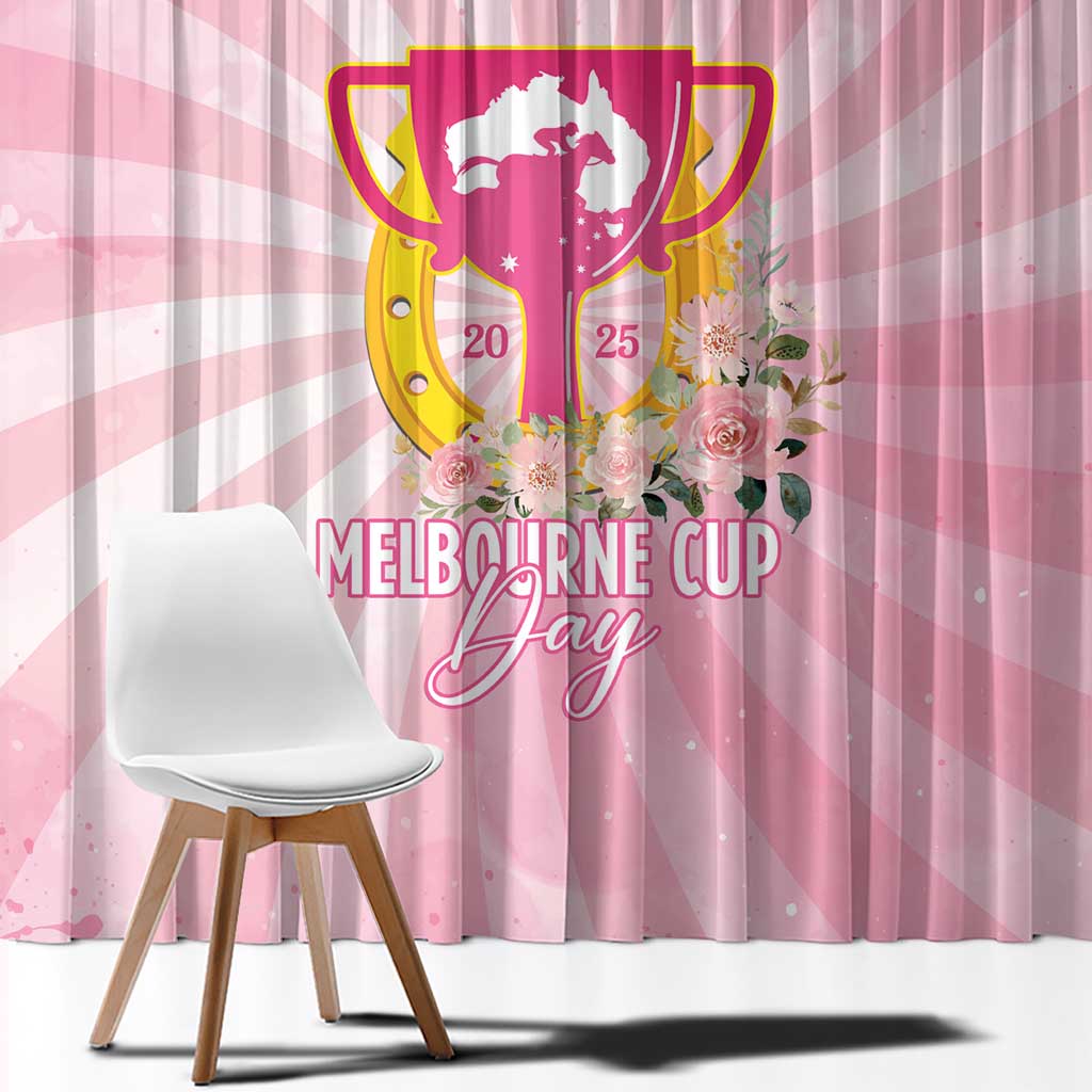 Australia Cup Melbourne Horse Racing Window Curtain 2025 Champion Trophy With Horseshoe - Wonder Print Shop