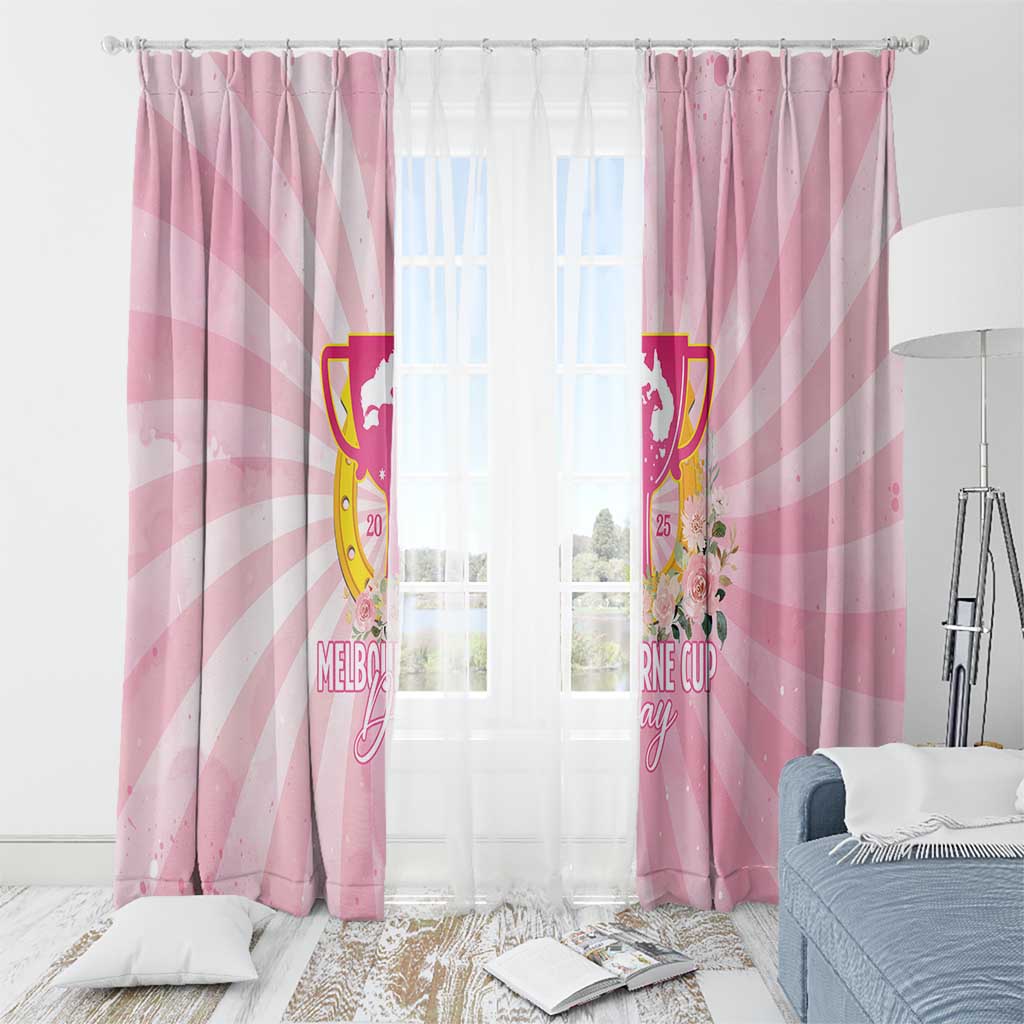 Australia Cup Melbourne Horse Racing Window Curtain 2025 Champion Trophy With Horseshoe - Wonder Print Shop