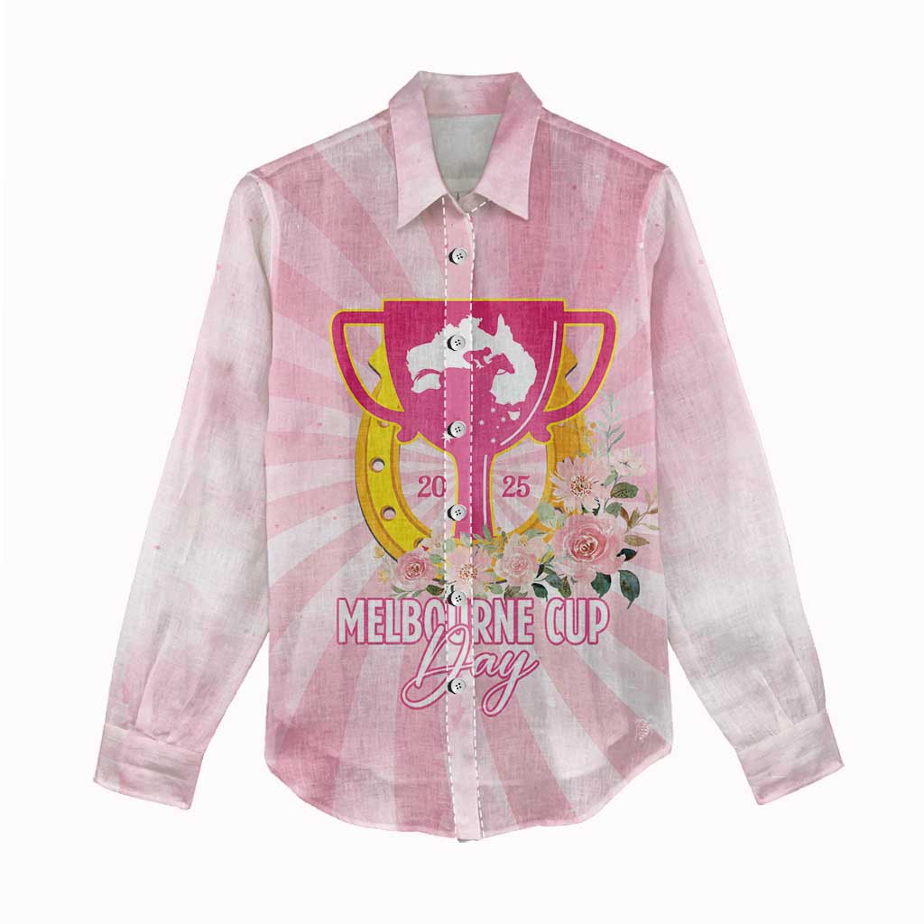 Australia Cup Melbourne Horse Racing Women Casual Shirt 2025 Champion Trophy With Horseshoe - Wonder Print Shop