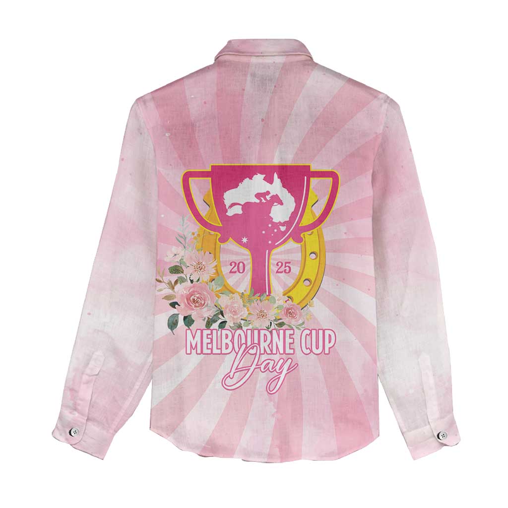 Australia Cup Melbourne Horse Racing Women Casual Shirt 2025 Champion Trophy With Horseshoe - Wonder Print Shop