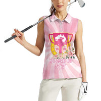 Australia Cup Melbourne Horse Racing Women Sleeveless Polo Shirt 2025 Champion Trophy With Horseshoe - Wonder Print Shop
