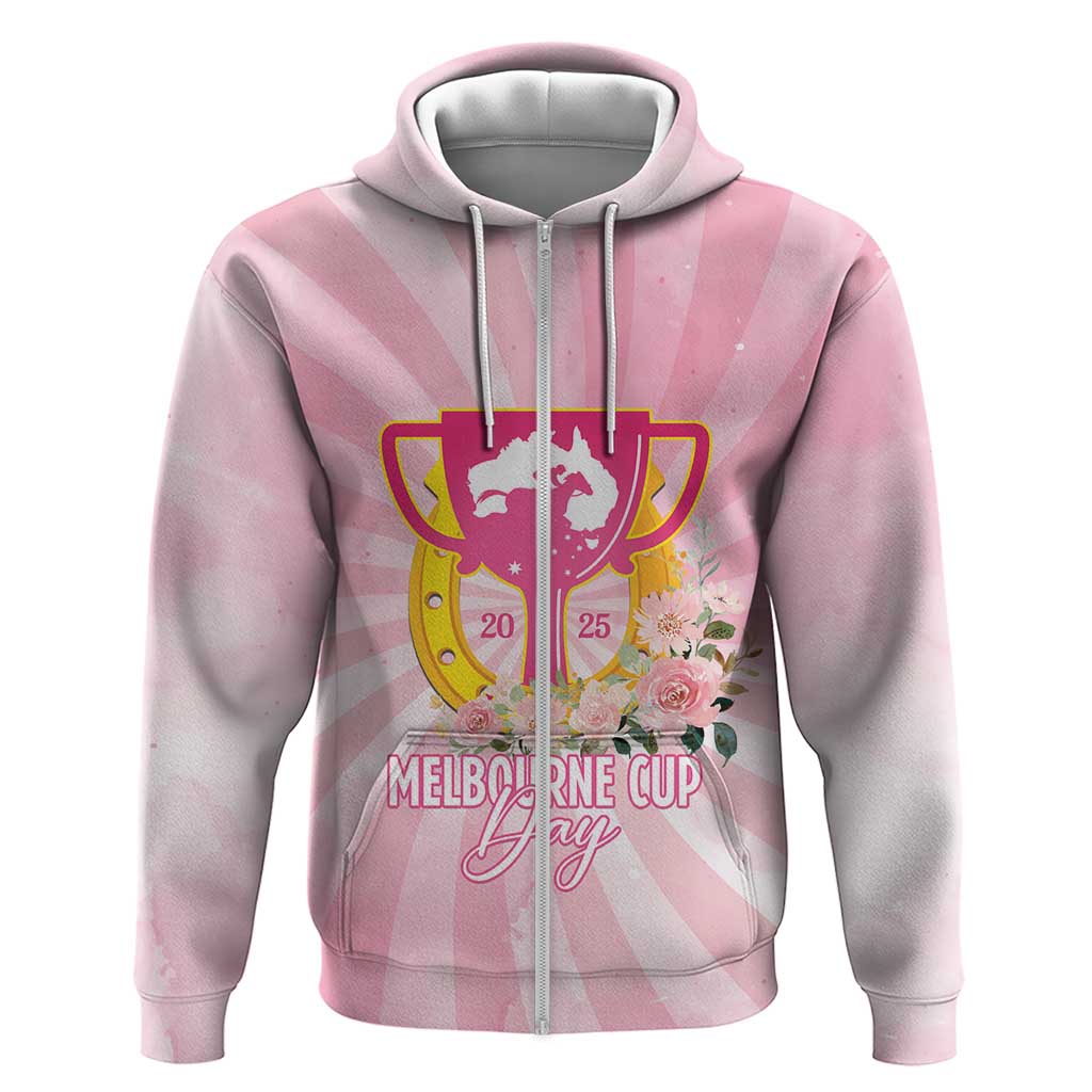 Australia Cup Melbourne Horse Racing Zip Hoodie 2025 Champion Trophy With Horseshoe - Wonder Print Shop