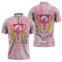 Australia Cup Melbourne Horse Racing Zipper Polo Shirt 2025 Champion Trophy With Horseshoe - Wonder Print Shop